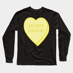 Grumpy Sunshine Candy Heart Tropes Book Lover Yellow Long Sleeve T-Shirt